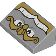 Brick Sloped 30° 1 x 2 x 2/3 with Eyes, White Teeth, Yellow Decorations print (Chef Bouche)