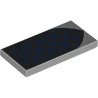 Tile 2 x 4 with Blue Arched Window, Black Lattice print
