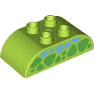 Duplo Brick 2 x 4 Curved Top, Green and Medium Azure Triangular Spots Print