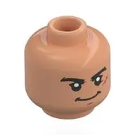 Minifig Head Luffy, Thick Black Eyebrows, Nougat Scar, Open Mouth Laugh / Stern Smirk