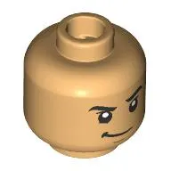 Minifig Head Zoro, Black Eyebrows, Smirk / Angry, Lopsided Growl