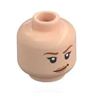 Minifig Head Nami, Dark Orange Eyebrows, Smirk, Raised Eyebrow / Angry, Teeth