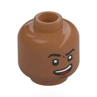 Minifig Head Usopp, Black Eyebrows, Open Mouth Smirk / Angry Grin