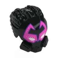 Hair and Mask, Two Thick Braids, Dark Pink Visor, White Eyes, Dark Purple Trim Print