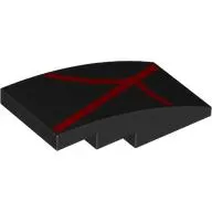 Brick Curved 4 x 2 No Studs with Red Webbing print