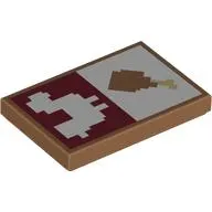 Tile 2 x 3 with Pixelated White Chicken on Dark Red Background, Chicken Leg print