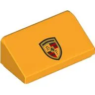 Brick Sloped 30° 1 x 2 x 2/3 with Porsche Shield print