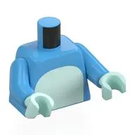 Torso, Light Aqua Chest, Dark Blue Spots, Tail on Back print, Medium Blue Arms, Light Aqua Hands