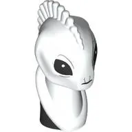 Minifig Head Special, Long Neck, Frill, Kaminoan, Black Eyes, Neck print