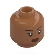 Minifig Head Ramirez, Black Eyebrows, Reddish Brown Lips, Neutral Stare