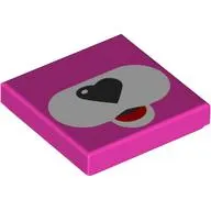 Tile 2 x 2 with White Snout, Red Tongue, Black Heart-shaped Nose print