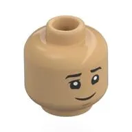 Minifig Head Richard "Data" Wang, Black Eyebrows, Open Mouth Surprised / Happy