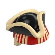 Hat, Tricorn with Bandana Tan, Red Stripes print