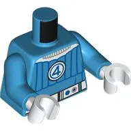 Torso, Blue Stripes, White Circle with Blue 4, White Belt, Collar print, Dark Azure Arms, White Hands