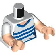 Torso, Dual Molded Arms with Shirt, Blue Collar, Stripes print, White Sleeves Pattern, Light Nougat Arms and Hands