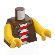Torso, Jacket, Red/White Striped Shirt print, Yellow Arms and Hands