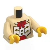 Torso, Coat, White Panels, Red Bow Tie, Sash, Gold Trim print, Tan Arms, Yellow Hands