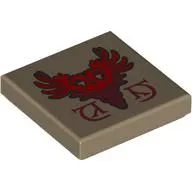 Tile 2 x 2 with Red/Dark Red Bird Crest print
