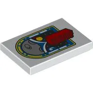 Tile 2 x 3 with Blue Arched Window, Moon Surface, Red Brick print