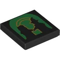 Tile 2 x 2 with Silhouette of Glinda and Elphaba against Green Background, Gold Door print