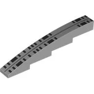 Brick Curved 1 x 8 x 1 2/3 with Dark Bluish Grey Stripe, Black Rectangles (Windows) print