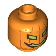 Minifig Head Metal Carved Pumpkin, Dark Orange Seems, Yellow Eyes, Mouth
