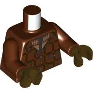 Torso, Coat, Dark Brown Plaid, Pockets, Orange Sweater, Zipper print, Reddish Brown Arms, Dark Brown Hands