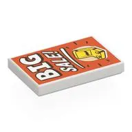 Tile 2 x 3 with White 'BIG SALE!', Yellow Chair on Red Background print