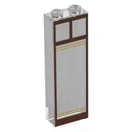 Brick 1 x 2 x 5 without Side Supports with Reddish Brown Windows, Gold Stripes print