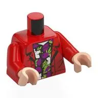 Torso Jacket, White Shirt with Dark Pink/Lime Shapes print, Red Arms, Light Nougat Hands