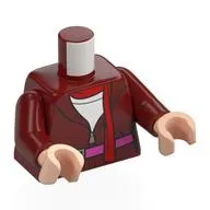 Torso Hoodie, Laces, Dark Pink Belt, Red Scarf, White Shirt print, Dark Red Arms, Light Nougat Hands
