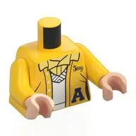 Torso Letterman Jacket, Dark Blue 'A', White Sweater, Bright Light Yellow Shirt print, Yellow Arms, Light Nougat Hands