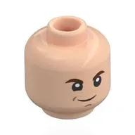 Minifig Head Draco Malfoy, Reddish Brown Eyebrows, Mean Grin / Open Mouth Surprised