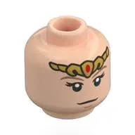 Minifig Head Zelda, Gold Tiara, Dark Tan Eyebrows, Large Eyelashes, Open Mouth Angry Scream / Neutral Print