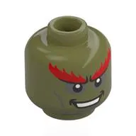 Minifig Head Ganondorf, Large Red Eyebrows, Dark Bluish Grey Eyeshadows, Lines, White Eyes, Mean Smile / Yellow Eyes, Angry