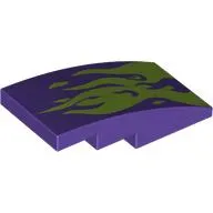 Brick Curved 4 x 2 No Studs with Lime Flames print