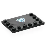 Plate Special 4 x 6 with Studs on 3 Edges with Dark Azure Paper Recycling Symbol on White Background print
