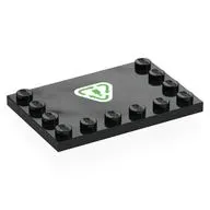 Plate Special 4 x 6 with Studs on 3 Edges with Green Bottle Recycling Symbol on White Background print