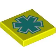 Tile 2 x 2 with White/Dark Turquoise Star of Life print