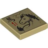 Tile 2 x 2 with Horse Drawing, Mandarin 'Horse' print