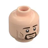 Minifig Head Aragorn, Dark Brown Eyebrows, Beard, Stubbles, Cheek Lines, Stern / Smile