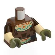 Torso Tunic, Dark Brown Markings, Tan Collar with Orange and Dark Turquoise Lines, Star, Black Belt with Tan Buckle print, Dual Molded Arms with Dark Brown Sleeves Pattern, Tan Arms, Olive Green Hands