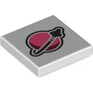 Tile 2 x 2 with Modern Classic Space Logo, Pink/Dark Red Planet print