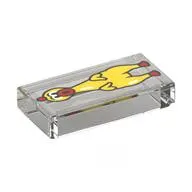 Tile 1 x 2 with Yellow Rubber Chicken print