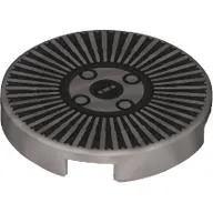 Tile Round 2 x 2 with Black Hubcap print