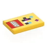 Tile 2 x 3 with LEGO Logo, Black/Magenta/White/Medium Azure Squares print