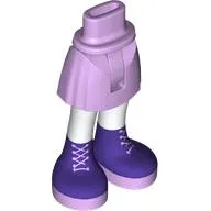 Minidoll Hips and Short Skirt with White Legs, Dark Purple Boots, Lavender Laces print