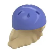 Hair and Helmet, Long with Blue Violet Helmet Pattern