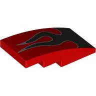 Brick Curved 4 x 2 No Studs with Black/Silver Flames print