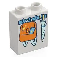 Duplo Brick 1 x 2 x 2 with Bottom Tube, Hooks with Bag and Unbrella Print